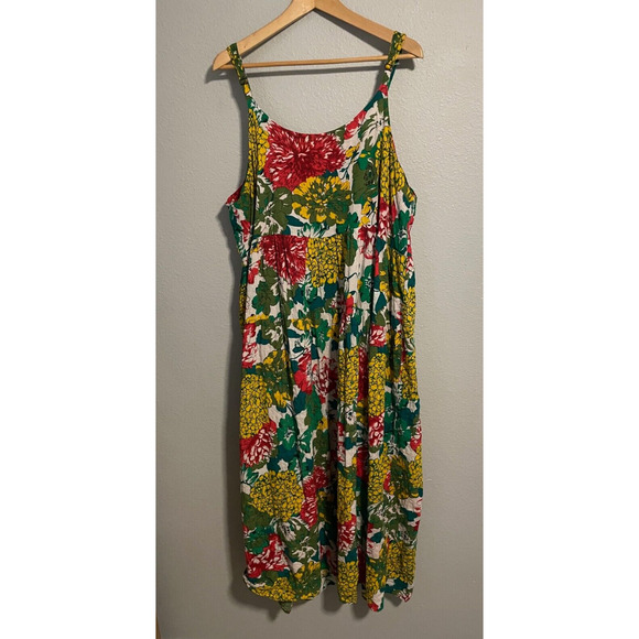 YESNO Womens Midi Sundress Size 5XL Floral Strappy Babydoll Artsy Boho Summer - Picture 1 of 7